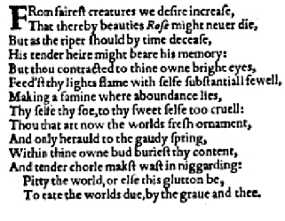 Sonnet 1 &ndash; 1609 Quarto