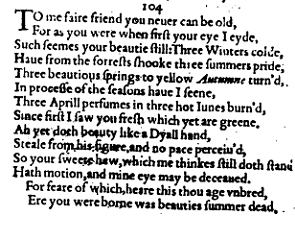 Sonnet 104 &ndash; 1609 Quarto