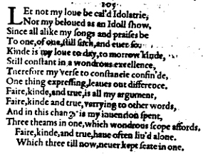 Sonnet 105 &ndash; 1609 Quarto