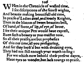 Sonnet 106 &ndash; 1609 Quarto