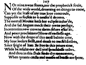 Sonnet 107 &ndash; 1609 Quarto
