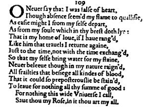 Sonnet 109 &ndash; 1609 Quarto