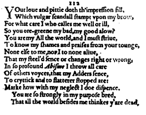 Sonnet 112 &ndash; 1609 Quarto