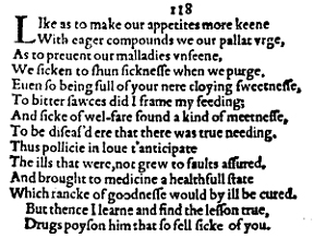 Sonnet 118 &ndash; 1609 Quarto