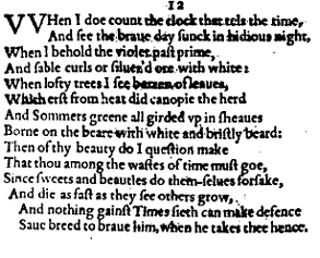 Sonnet 12 &ndash; 1609 Quarto
