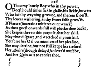 Sonnet 126 &ndash; 1609 Quarto