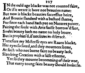 Sonnet 127 &ndash; 1609 Quarto