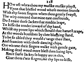 Sonnet 128 &ndash; 1609 Quarto