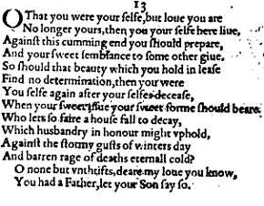 Sonnet 13 &ndash; 1609 Quarto