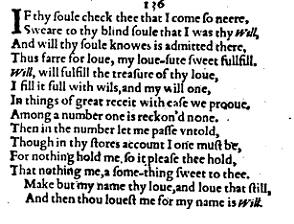 Sonnet 136 &ndash; 1609 Quarto