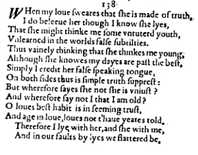 Sonnet 138 &ndash; 1609 Quarto