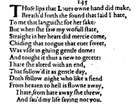 Sonnet 145 &ndash; 1609 Quarto