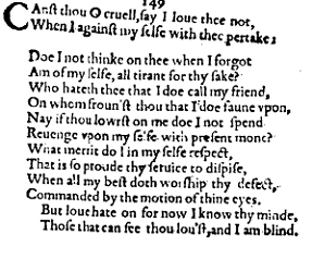 Sonnet 149 &ndash; 1609 Quarto