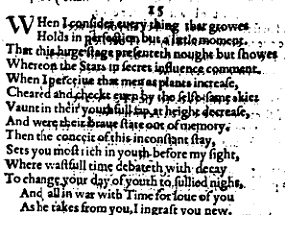 Sonnet 15 &ndash; 1609 Quarto