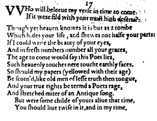 Sonnet 17 &ndash; 1609 Quarto