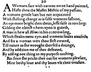 Sonnet 20 &ndash; 1609 Quarto