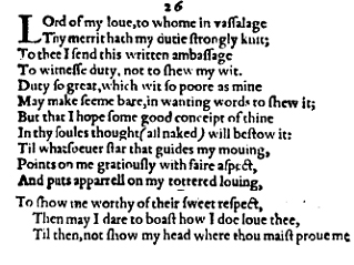 Sonnet 26 &ndash; 1609 Quarto