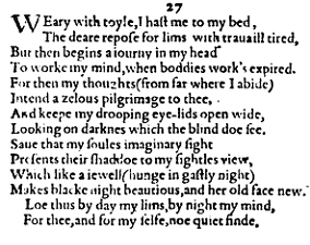 Sonnet 27 &ndash; 1609 Quarto