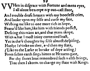 Sonnet 29 &ndash; 1609 Quarto