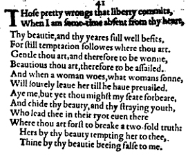 Sonnet 41 &ndash; 1609 Quarto