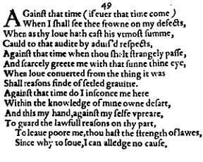 Sonnet 49 &ndash; 1609 Quarto