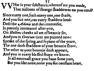 Sonnet 53 &ndash; 1609 Quarto