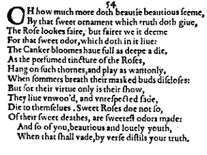 Sonnet 54 &ndash; 1609 Quarto