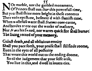 Sonnet 55 &ndash; 1609 Quarto