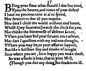 Sonnet 57 &ndash; 1609 Quarto