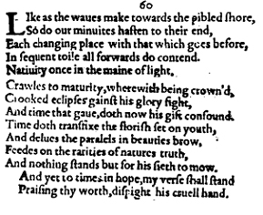 Sonnet 60 &ndash; 1609 Quarto