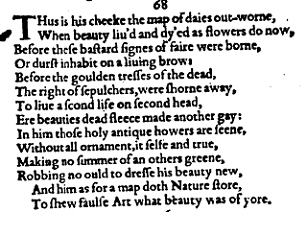 Sonnet 68 &ndash; 1609 Quarto