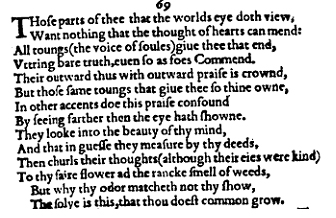 Sonnet 69 &ndash; 1609 Quarto