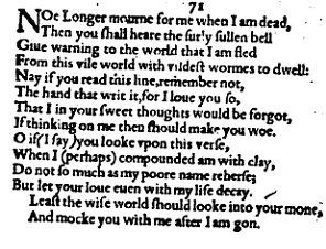 Sonnet 71 &ndash; 1609 Quarto