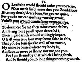 Sonnet 72 &ndash; 1609 Quarto