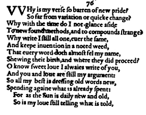 Sonnet 76 &ndash; 1609 Quarto