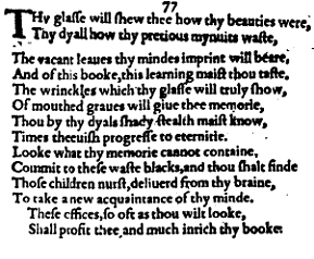 Sonnet 77 &ndash; 1609 Quarto