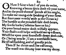 Sonnet 80 &ndash; 1609 Quarto