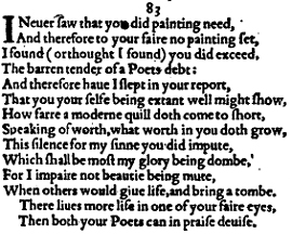 Sonnet 83 &ndash; 1609 Quarto