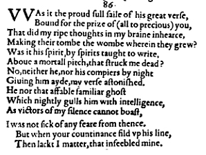 Sonnet 86 &ndash; 1609 Quarto