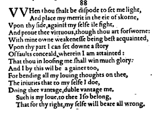 Sonnet 88 &ndash; 1609 Quarto