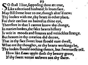 Sonnet 93 &ndash; 1609 Quarto