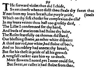 Sonnet 99 &ndash; 1609 Quarto